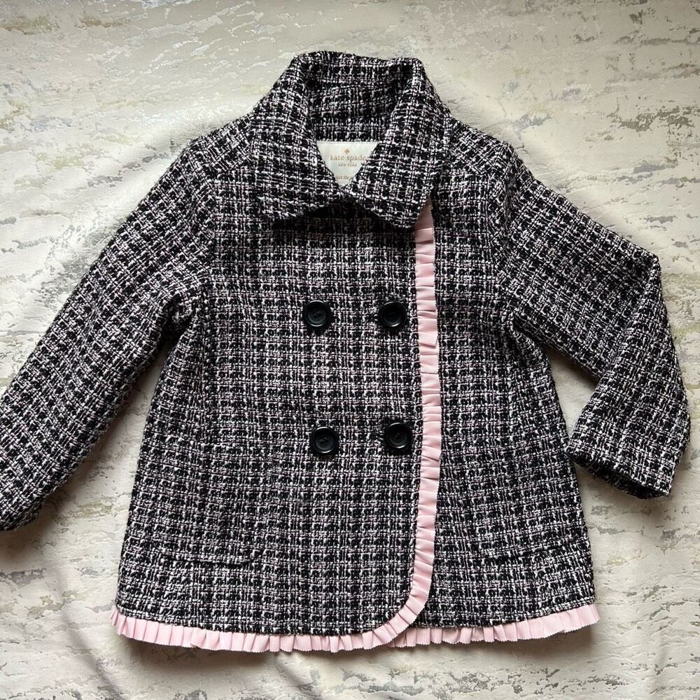 Kate Spade New York Baby Girls' Tweed Coat black